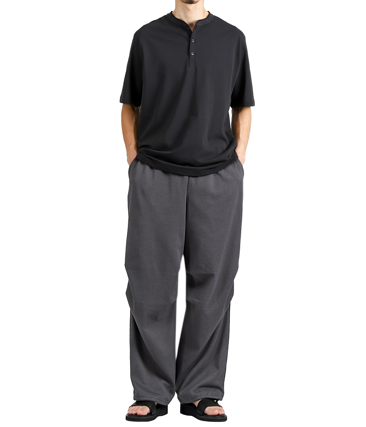 KNEE TUCK PANTS -40/2 ORGANIC COTTON MESH- | marka(マーカ 