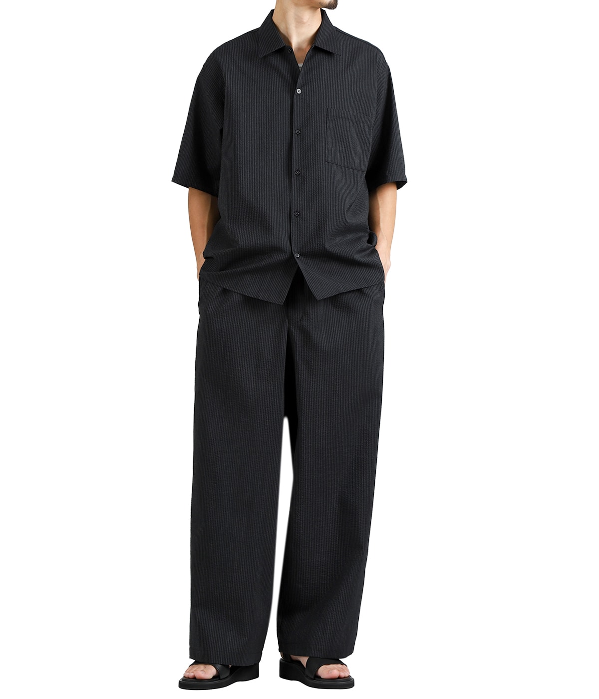 WIDE CYLINDER FIT EASY PANT -WOOL SEERSUCKER- | marka(マーカ