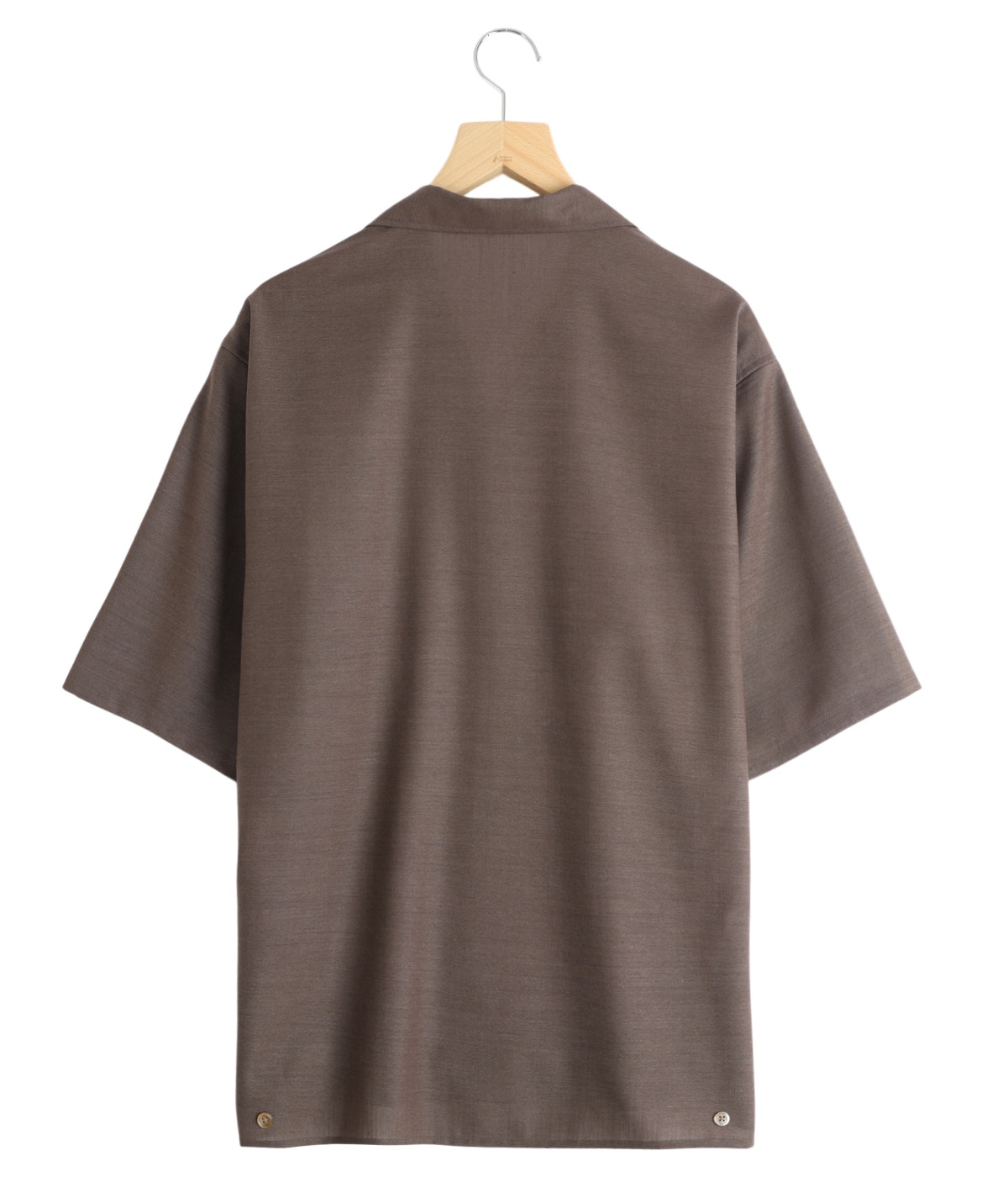 OPEN COLLAR S/S SHIRT WITH HEM TAB -WOOL HIGH TWIST TROPICAL