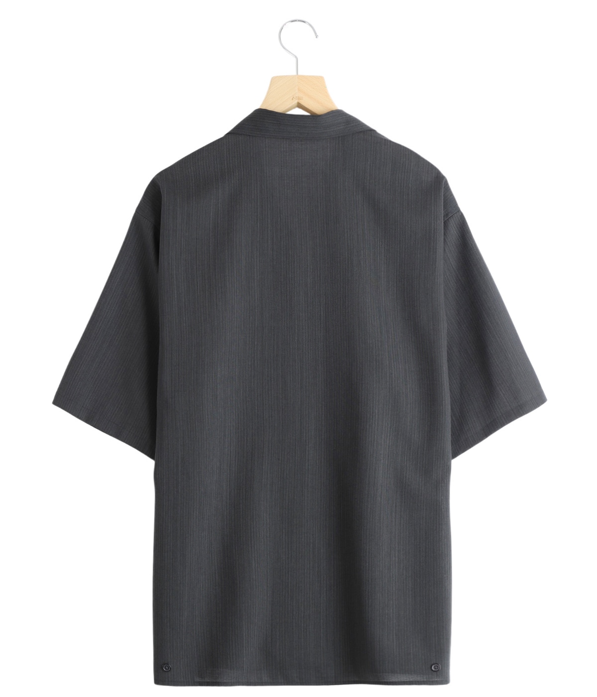 OPEN COLLAR S/S SHIRT WITH HEM TAB -WOOL HIGH TWIST TROPICAL