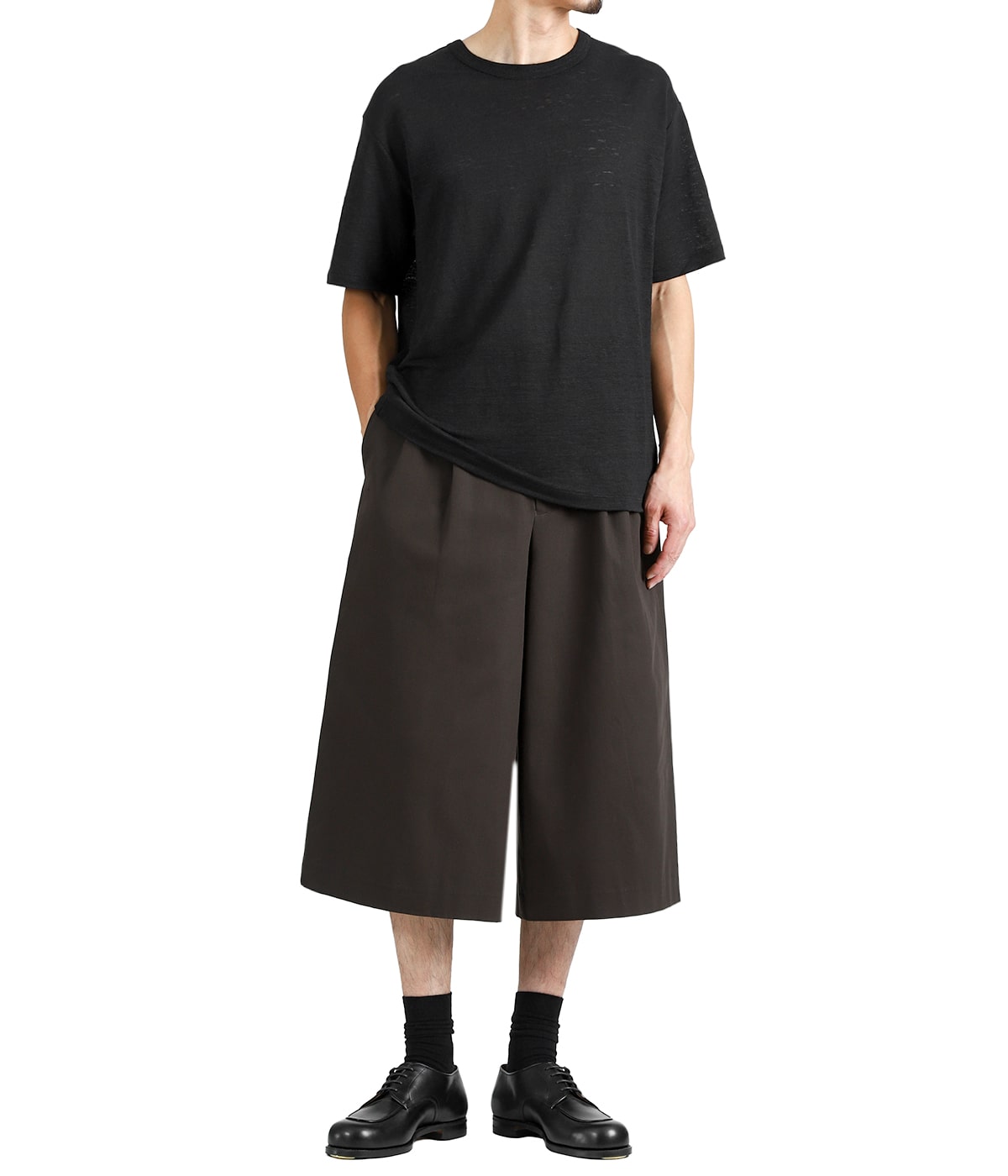 TWO TUCK CROPPED TROUSERS -ORGANIC COTTON GABARDINE- | marka