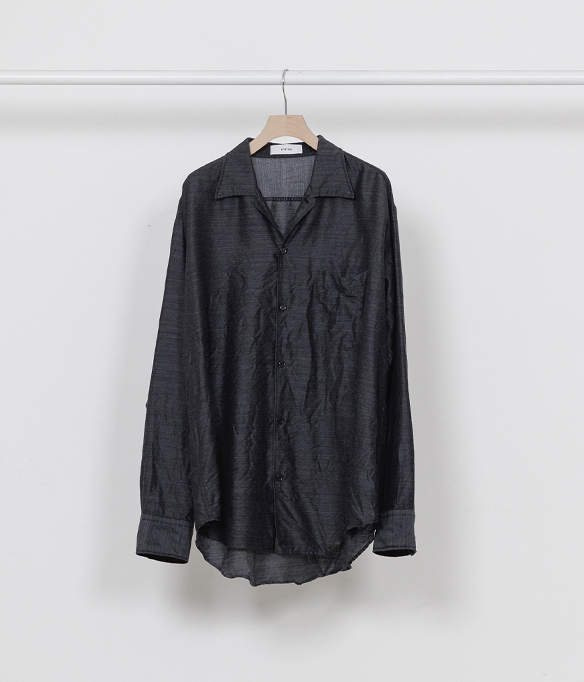 トップス OPEN COLLAR SHIR TFW49 予約】OPEN COLLAR L/S SHIRT -SILK/WOOL FEATHER TWILL- | marka
