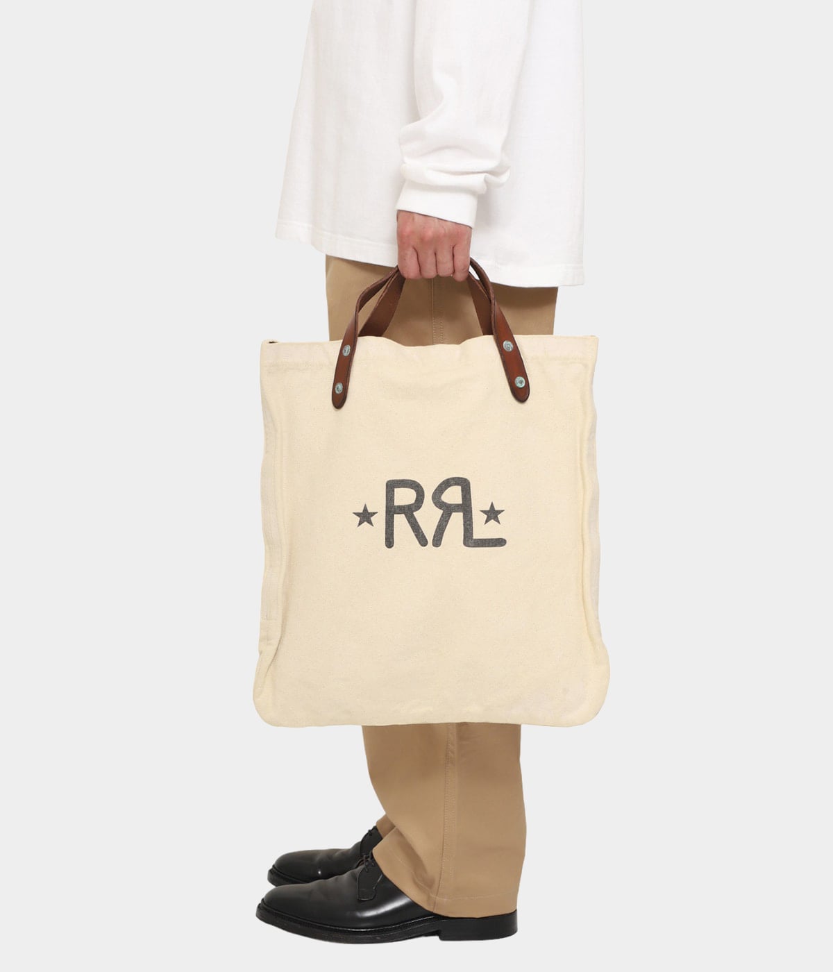 【訳有り】RRL キャンパスロゴ　マーケットトート RRL (ダブルアールエル) キャンバス ロゴ マーケット トート