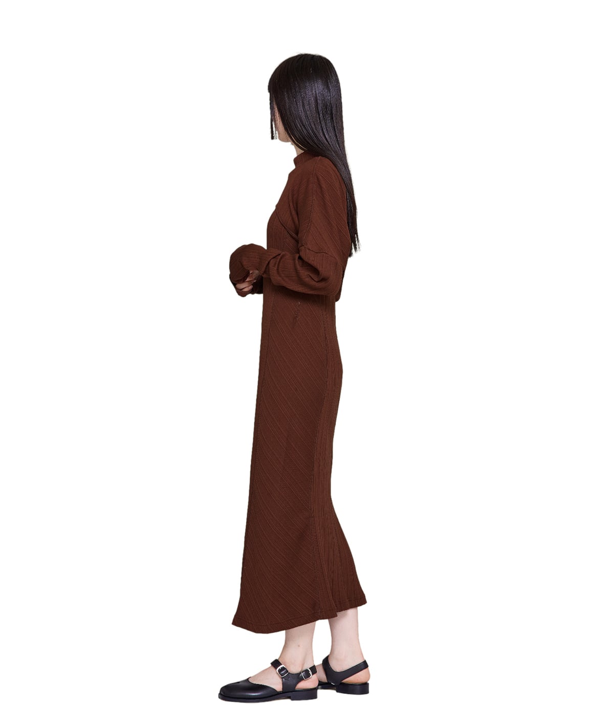 レディース】Random Ribbed Organic Cotton 2 way Dress | Mame