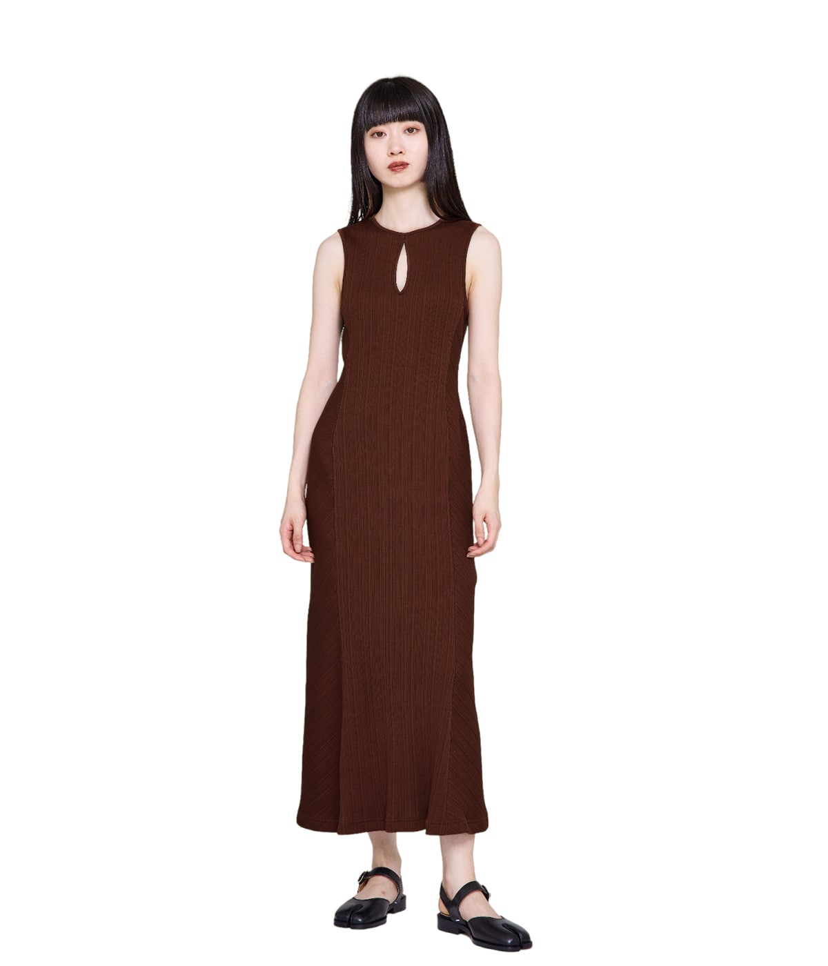 レディース】Random Ribbed Organic Cotton 2 way Dress | Mame
