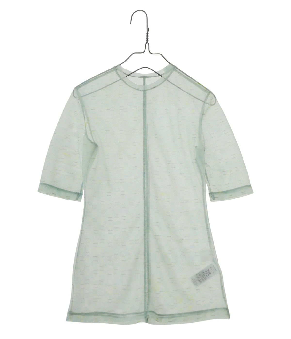レディース】Marble Printed Plaid Sheer Crew Neck Top | Mame