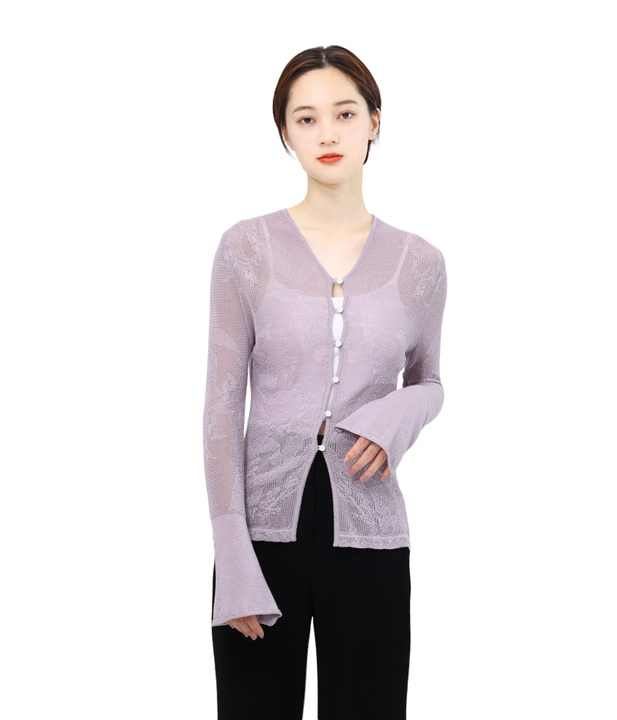 トップス Mame Watermark Pattern Knitted Cardigan レディース】Watermark Pattern Knitted Cardigan | Mame