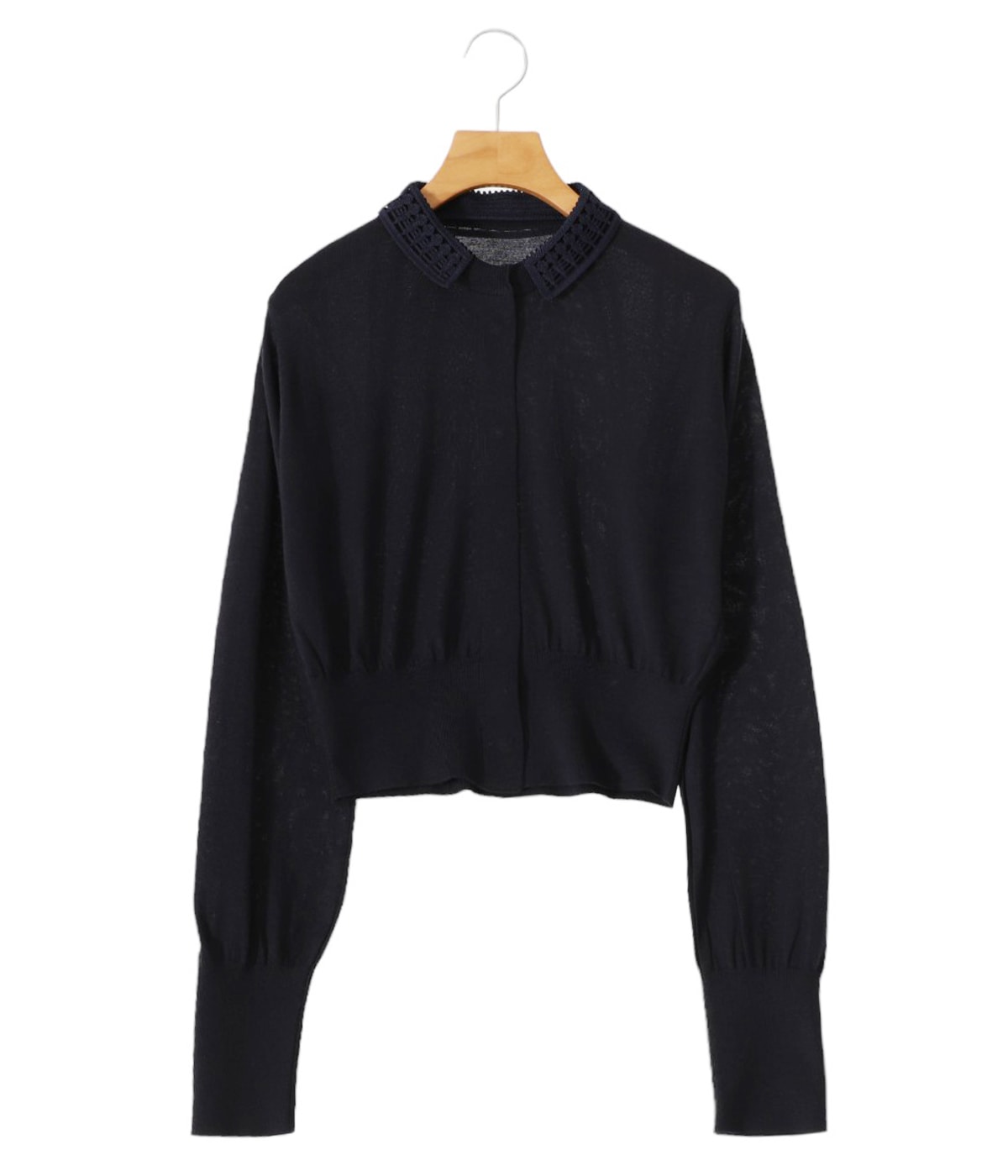 mame kurogouchi◆25S/Detachable Embroidery Collar Knitted Cardigan/2/コットン/GRN Mame Kurogouchi(マメ) Detachable Embroidery Collar Knitted