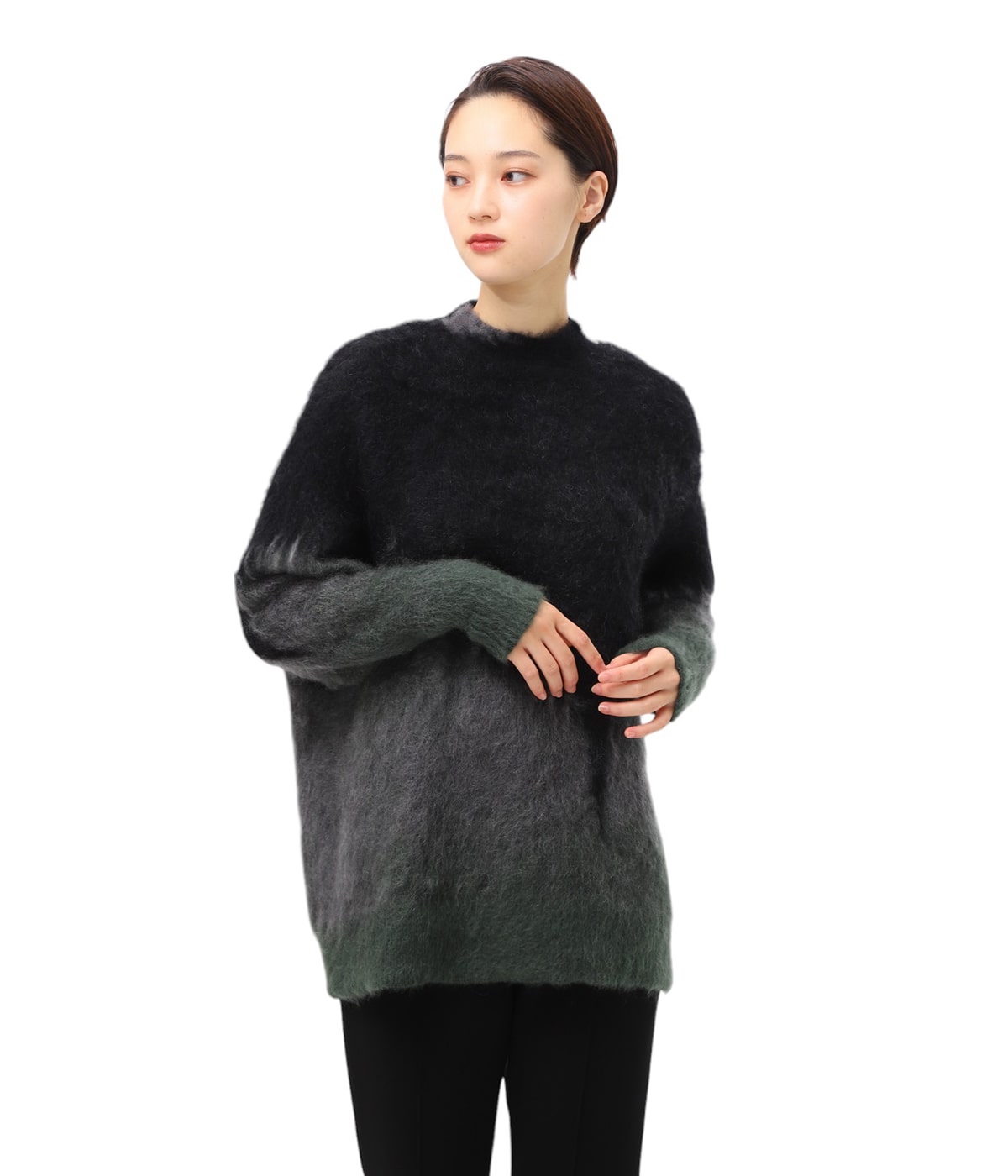 かんかん❣️✨極美品✨　MACAFEE フード　ウール　コート　総裏付き レディース】Drip Glaze Pattern Mohair Knitted Top | Mame