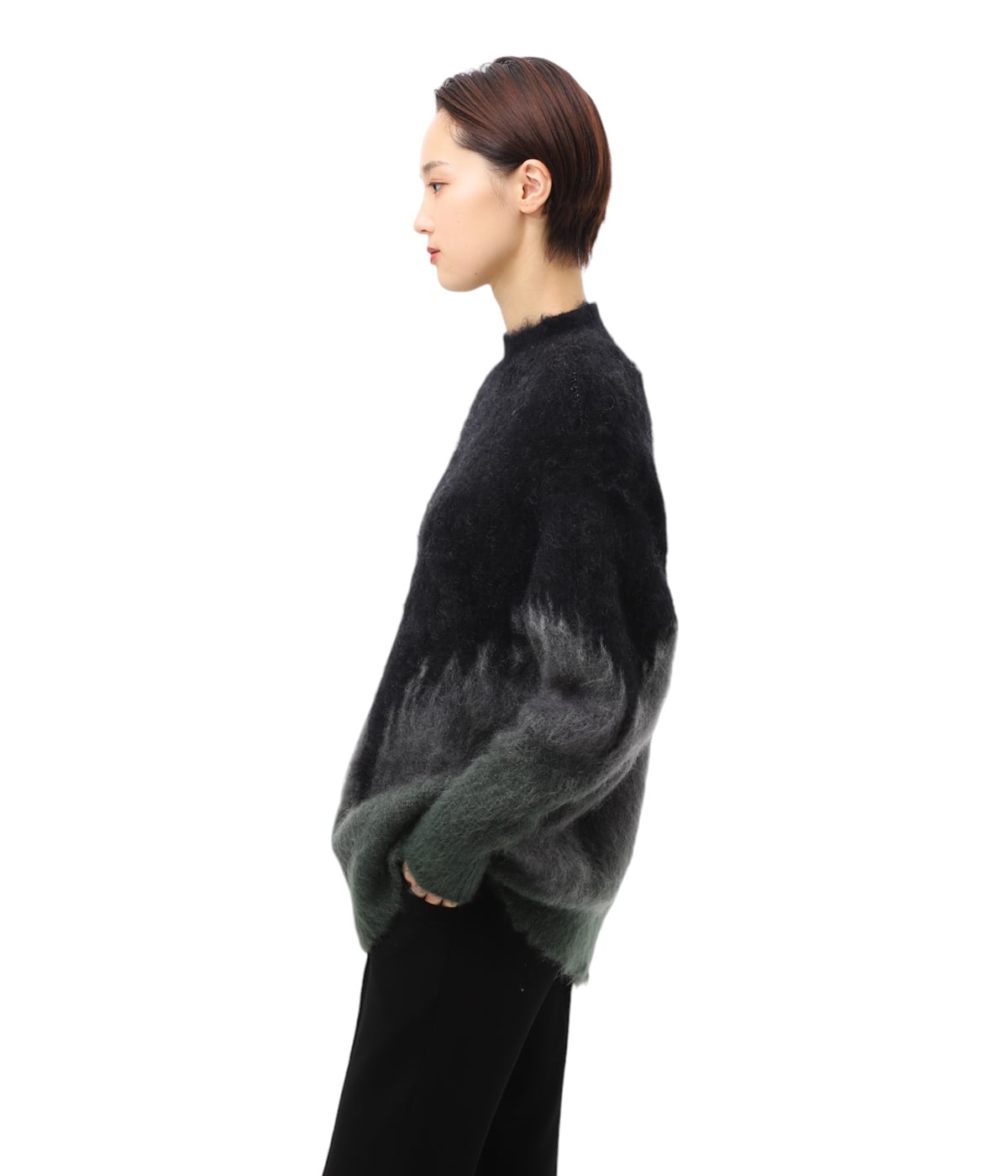 mame kurogouchi　ペプラムニット レディース】Drip Glaze Pattern Mohair Knitted Top | Mame