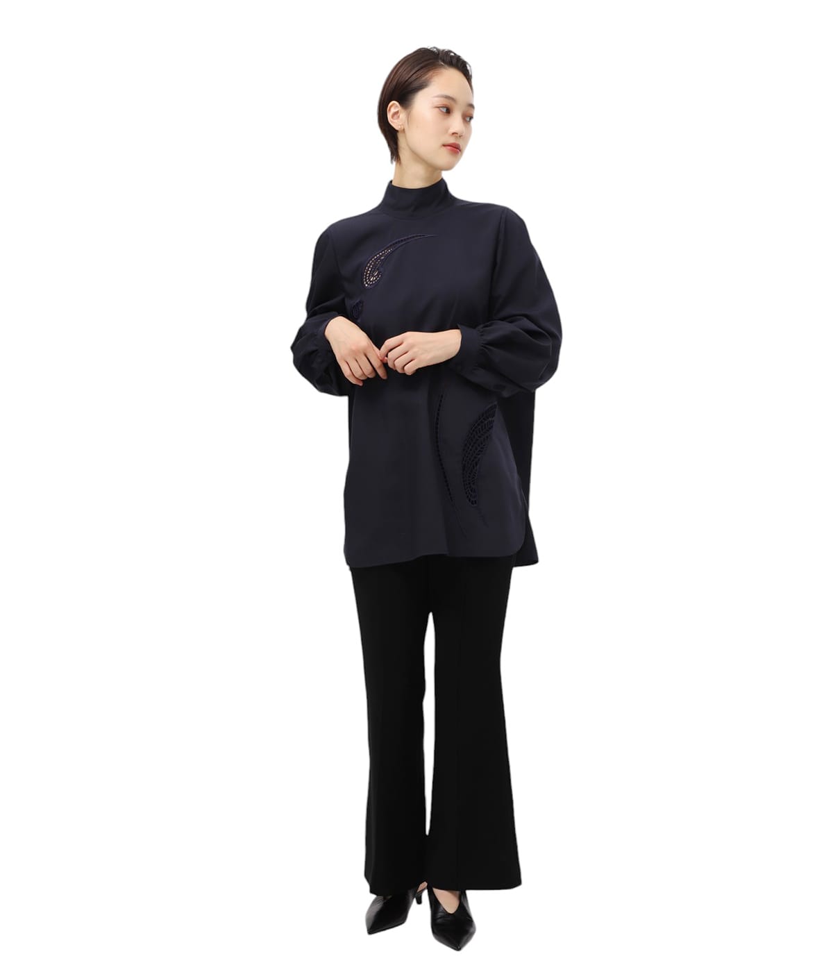 ブラウス シャツ 「WEB・一部店舗限定」CORDING EMBROIDERY SHIRT レディース ONCILY シャツ FLOWER CODE EMBROIDERY MESH SHIRT / フラワー