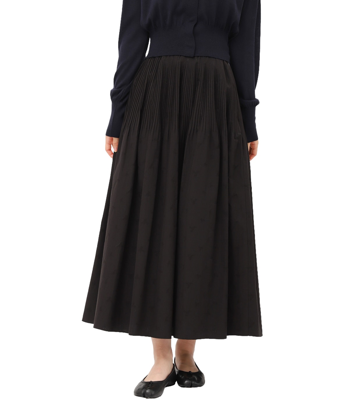 スカート mame Flowered Velour Jacquard Skirt 2 レディース】Floral Jacquard Cotton Pleated Skirt | Mame