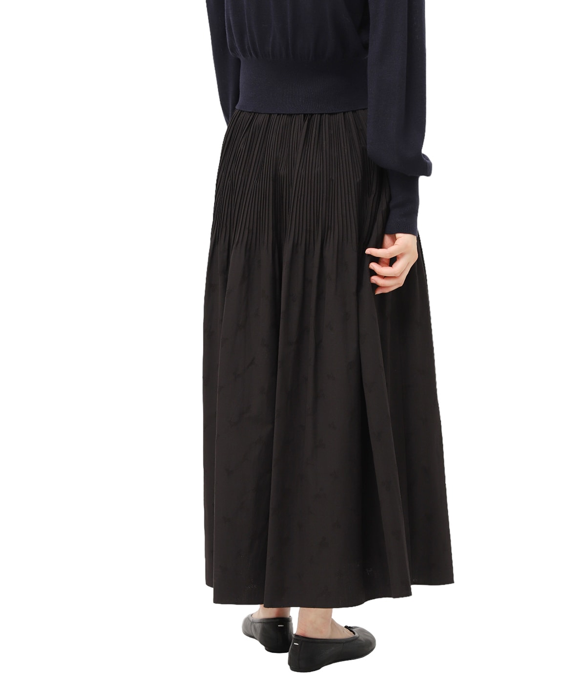 レディース】Floral Jacquard Cotton Pleated Skirt | Mame