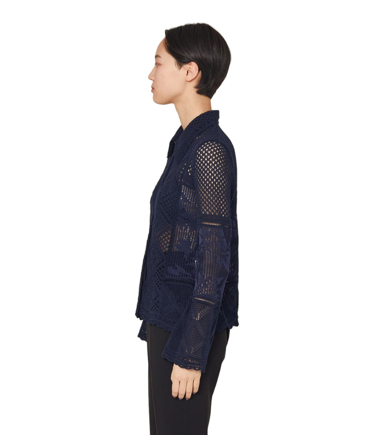 レディース】Cotton Lace Knitted Cardigan | Mame Kurogouchi