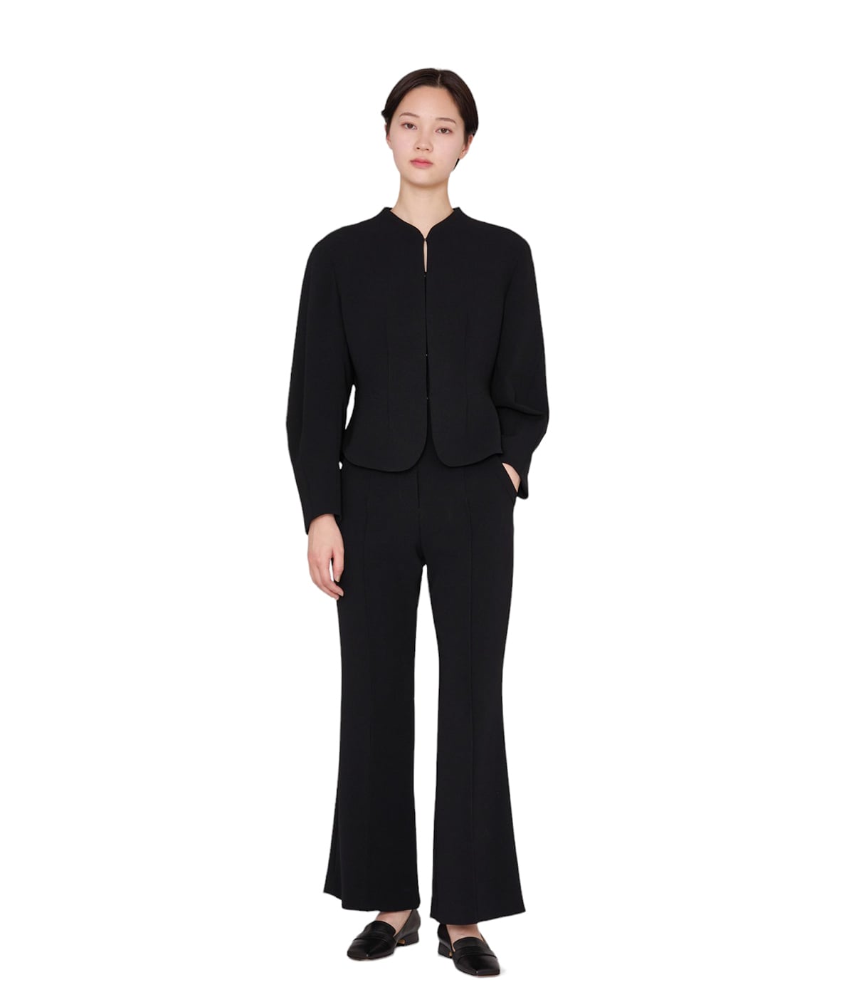 レディース】Triacetate Polyester Flared Trousers | Mame