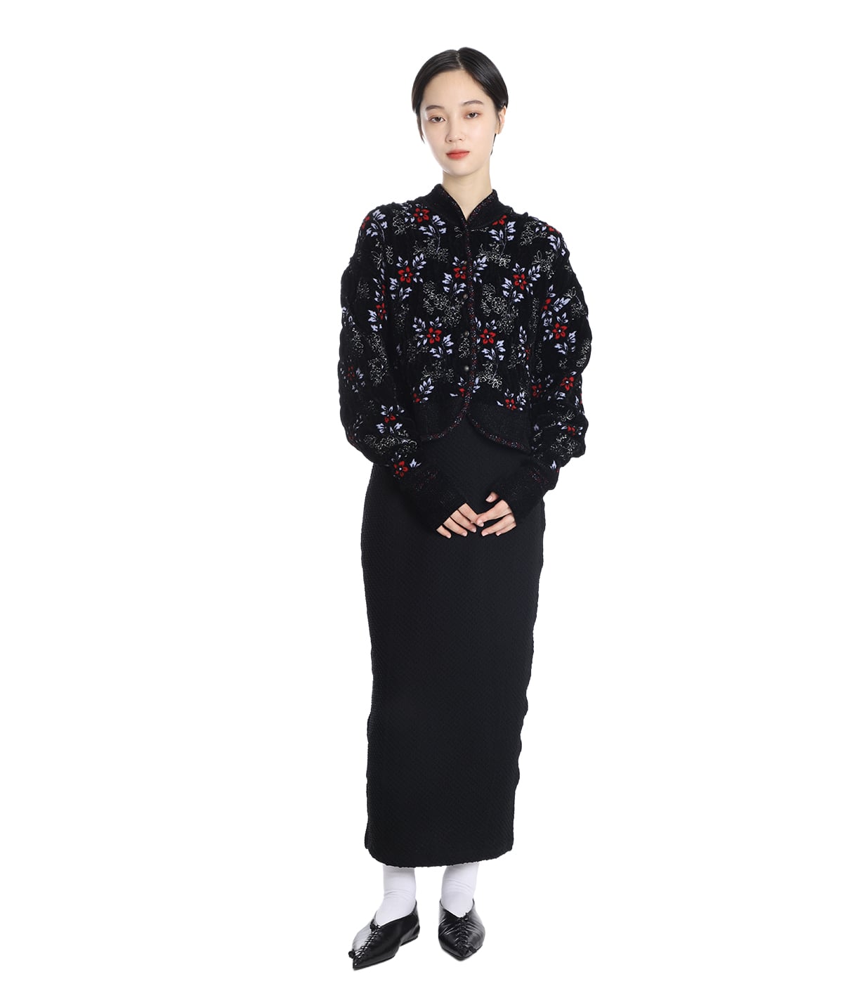 レディース】Shirring Jersey Jacquard Pencil Skirt | Mame