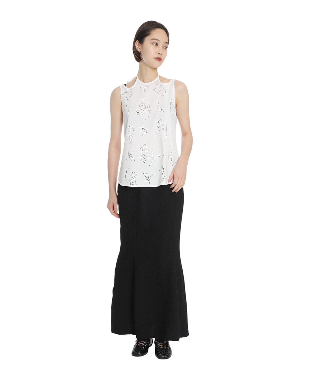 Mame Kurogouchi♡ SHIRRING JERSEY JACQUARD FLARE SKIRT Mame Kurogouchi（マメクロゴウチ）2025SS シャーリング