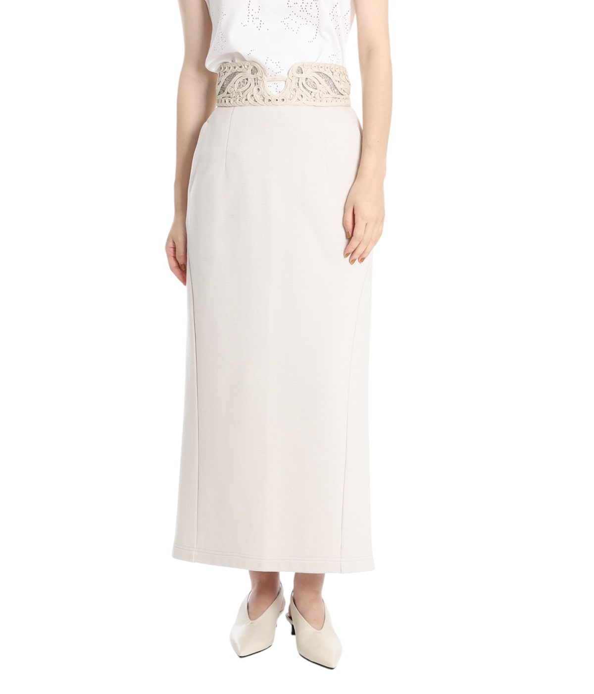 mame Cording Embroidery Sweat Skirt スカート Cording Embroidery Sweat Skirt(1 ECRU): Mame Kurogouchi