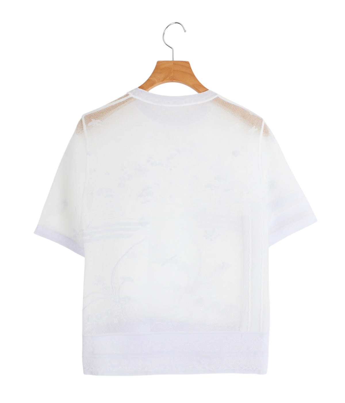レディース】Nature Pattern Sheer Knitted Crew Neck Top