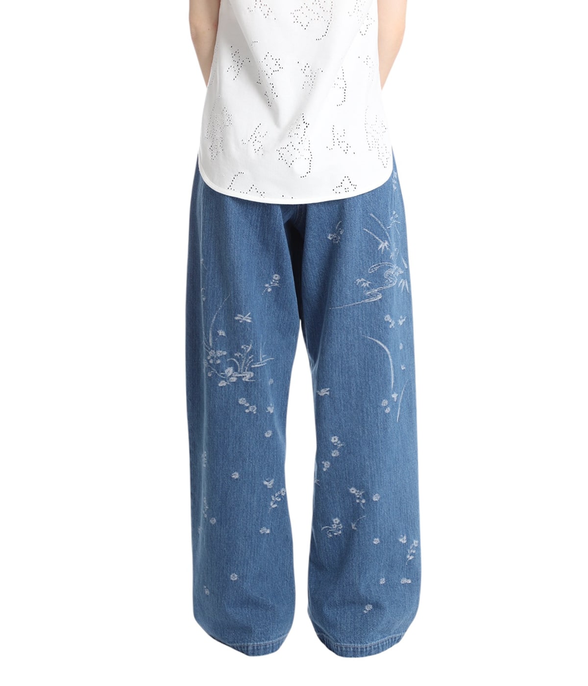 パンツ Nature Pattern Jacquard Wide Leg Jeans Nature Pattern Jacquard Wide Leg Jeans - grey – OBLIGE