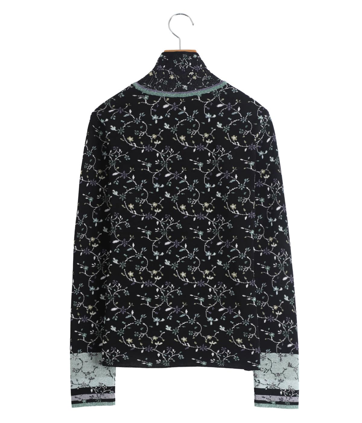 レディース】Floral Motif Glitter High Neck Knit Top | Mame