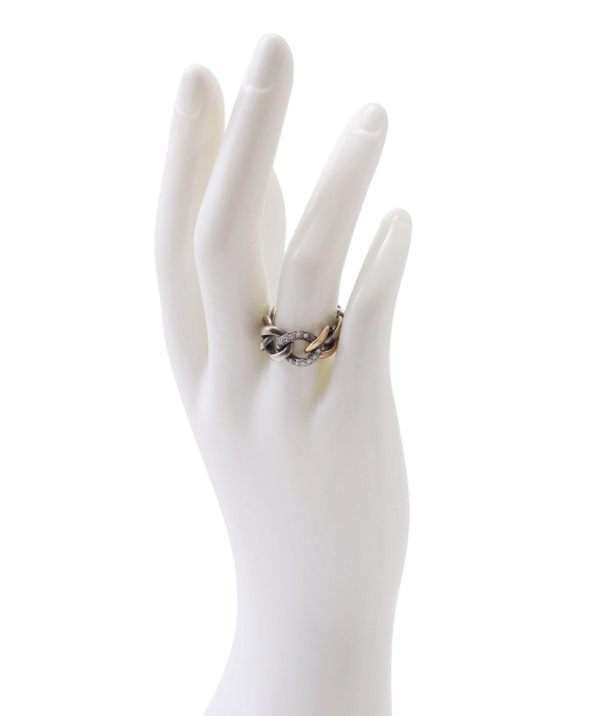 Hum レクタングルリング ホワイトダイヤ K18YG hum Humete Rectangle Ring ハムエタ リング レクタングルリング