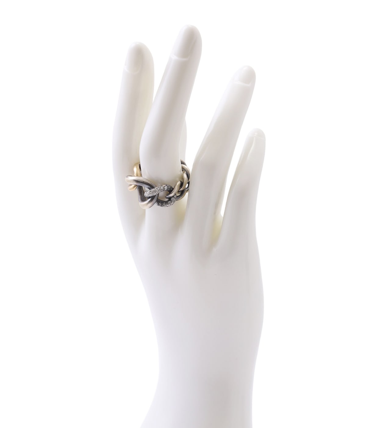 HUMETE CHAIN RING M SV K18YG White Diamond0.28ct(side part