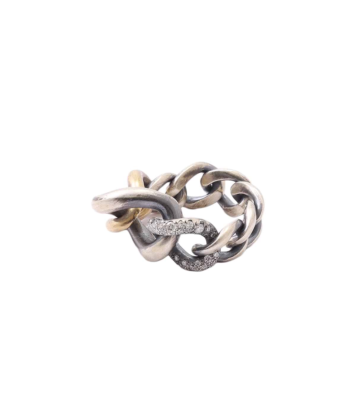 HUMETE CHAIN RING M SV K18YG White Diamond0.28ct(side part