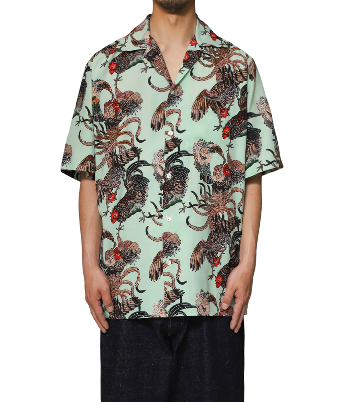 RAYON SHORT SLEEVE ALOHA SHIRT(伊藤若冲 群鶏) | NIPOALOHA