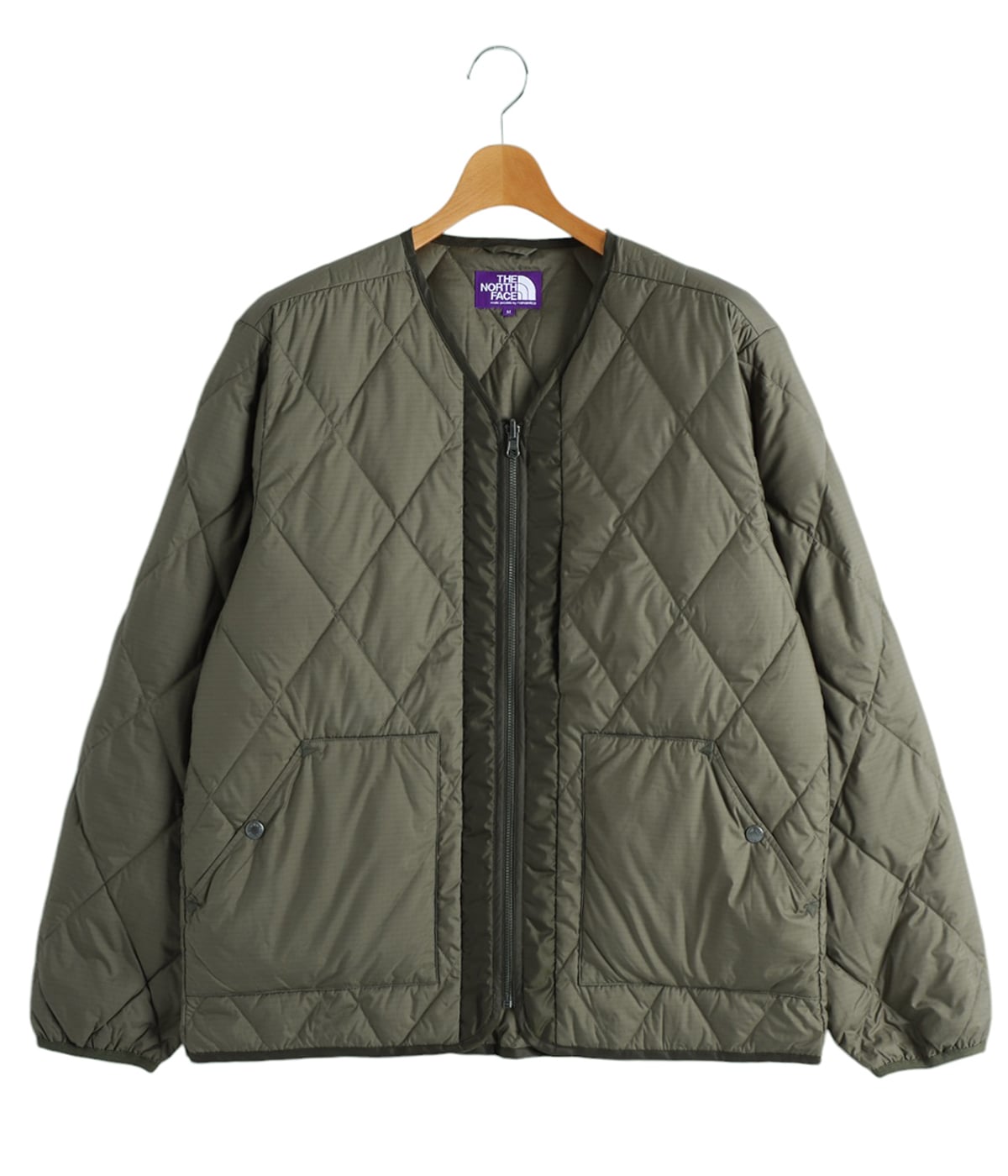 ノースフェイス パープルレーベル ダウン カーディガン ノーカラー カーキ M THE NORTH FACE PURPLE LABEL 65/35 Down Cardigan Khaki 23FW-I