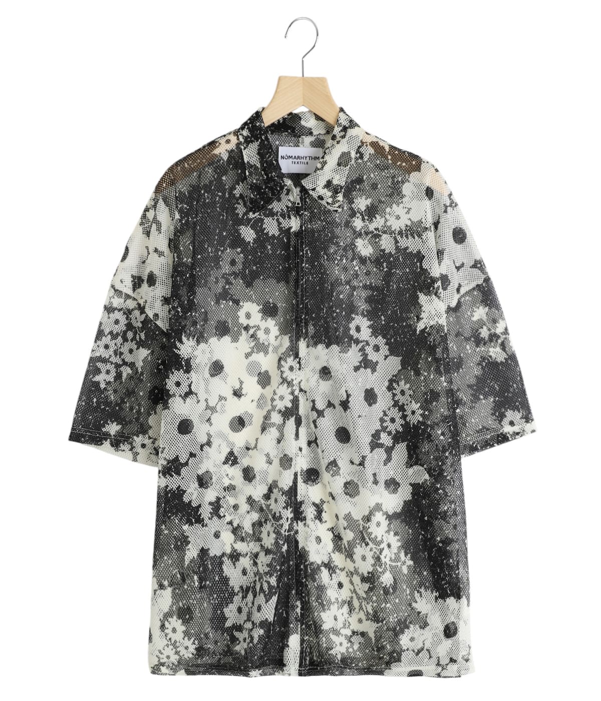 ソフトストレッチスムースZIPポロ(サイズ4) Floral Mesh Zip Polo | NOMARHYTHM TEXTILE(ノーマリズム