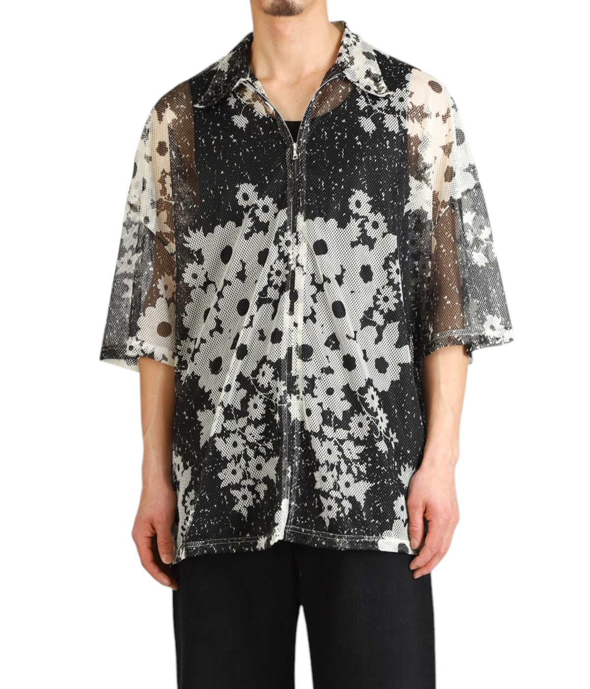 Floral Mesh Zip Polo メンズ レディース Floral Mesh Zip Polo – NOMARHYTHM TEXTILE