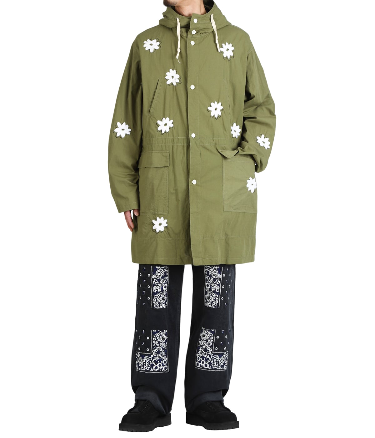 Flower Embroidery Hooded Coat | NOMARHYTHM TEXTILE(ノーマリズム