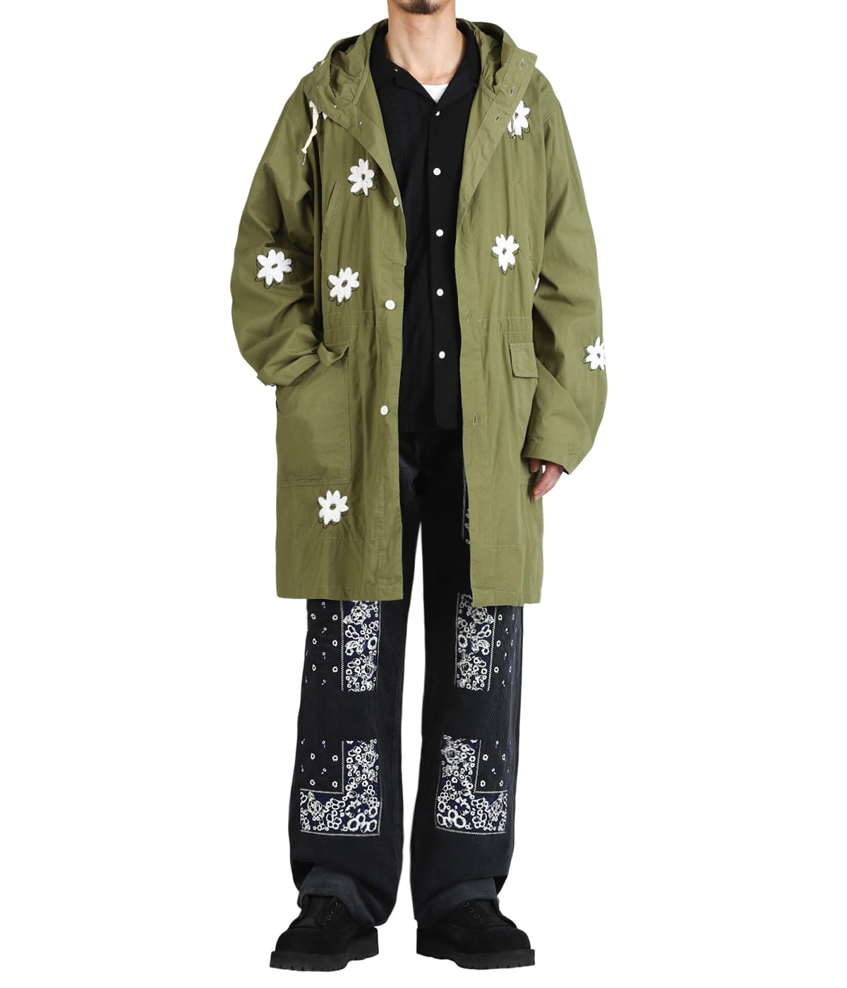 Flower Embroidery Hooded Coat | NOMARHYTHM TEXTILE(ノーマリズム