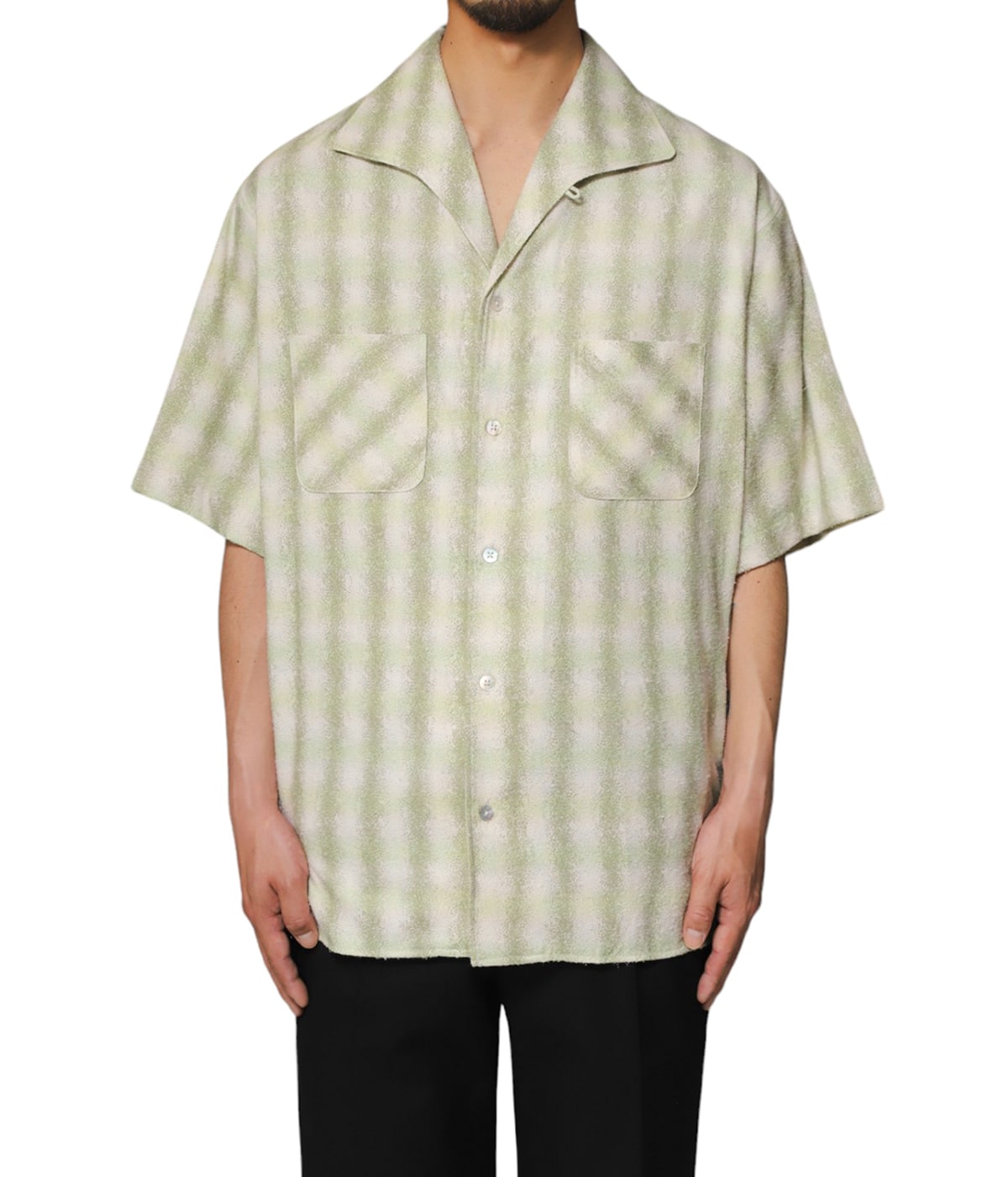 NICENESS BEAN　プリンテッドシルクネルシャツ M BEAN / ビーン ( プリンテッドシルクネルシャツ S/S