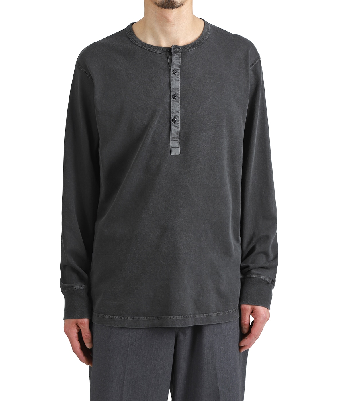 DWELLER L/S HENRY NECK TEE COTTON JERSEY PIGMENT DYE | nonnative