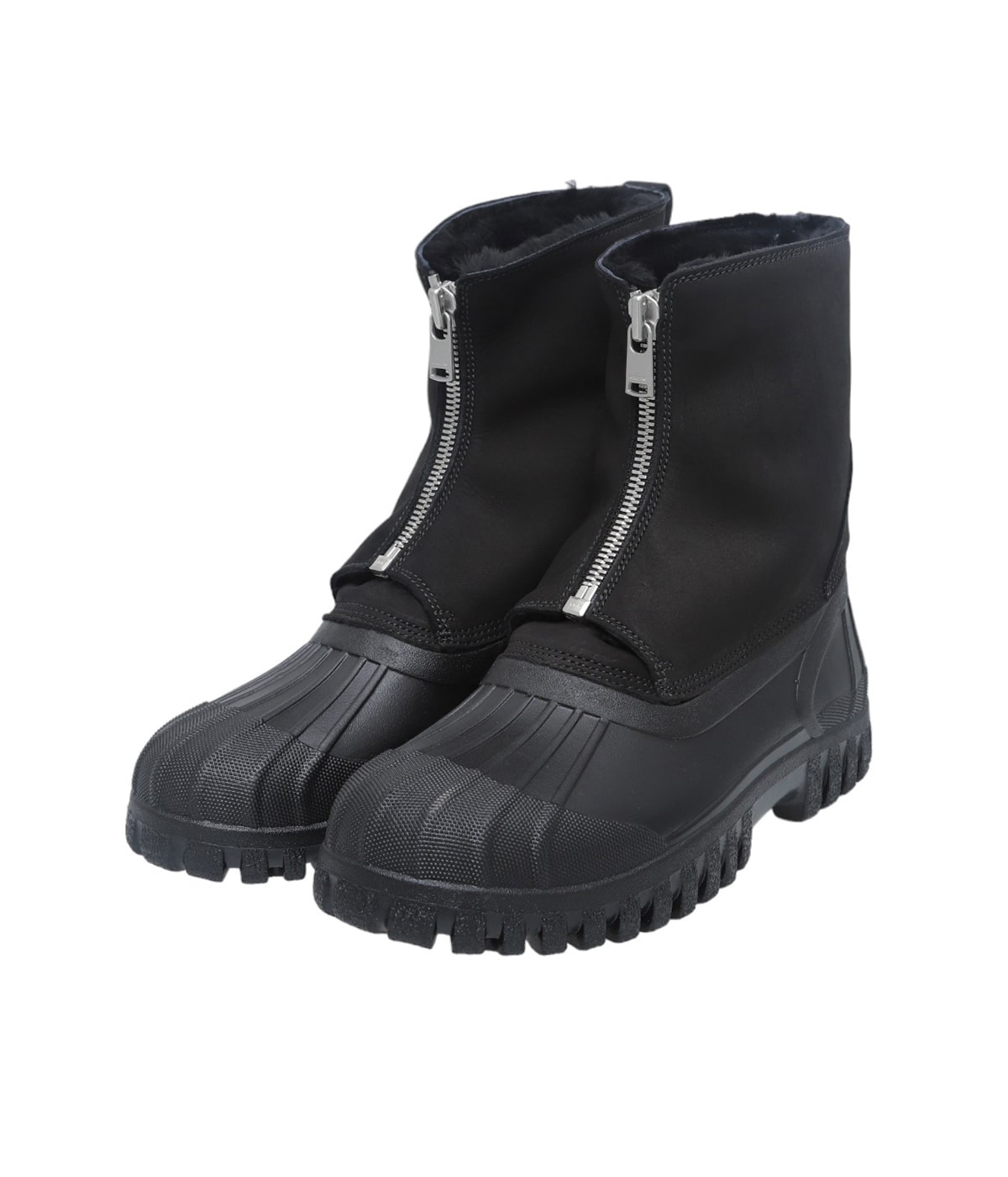WORKER ZIP MOUTON DUCK BOOTS COW LEATHER WITH RUBBER SOLE by