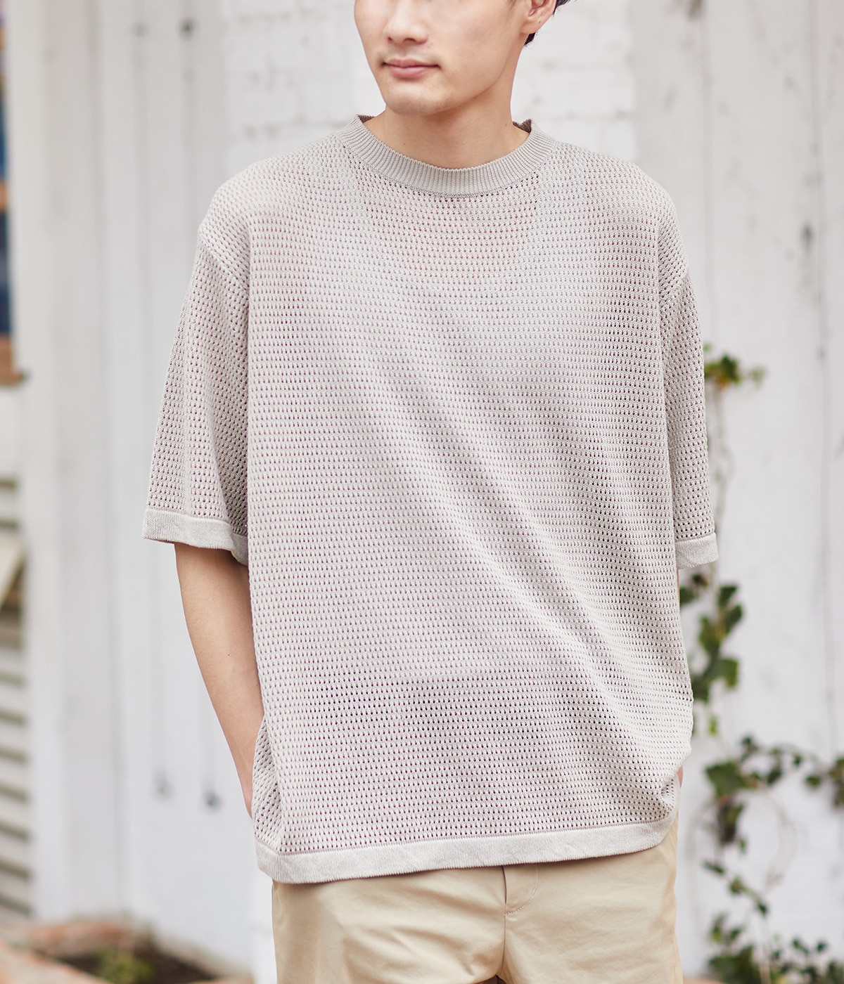 ‹BATONER for 6> linen knit short sleeve 別注 SUMMER KNIT CREW NECK SHORT SLEEVE | BATONER(バトナー