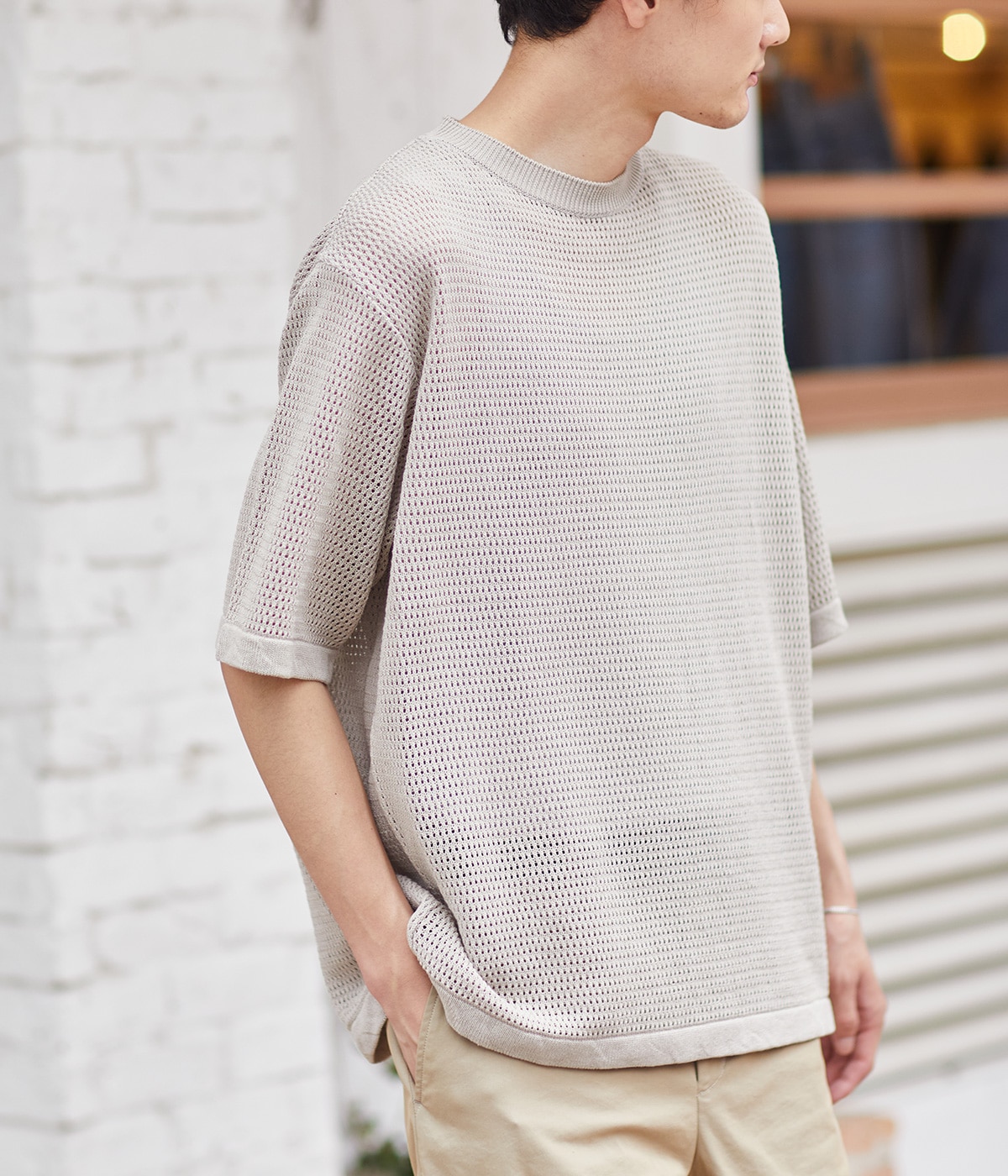 新品　BATONERバトナー　ショートスリーブサマーニットポロシャツ　ナチュラル BATONER＞ OX SUMMER KNIT POLO S/S /ショートスリーブ サマー