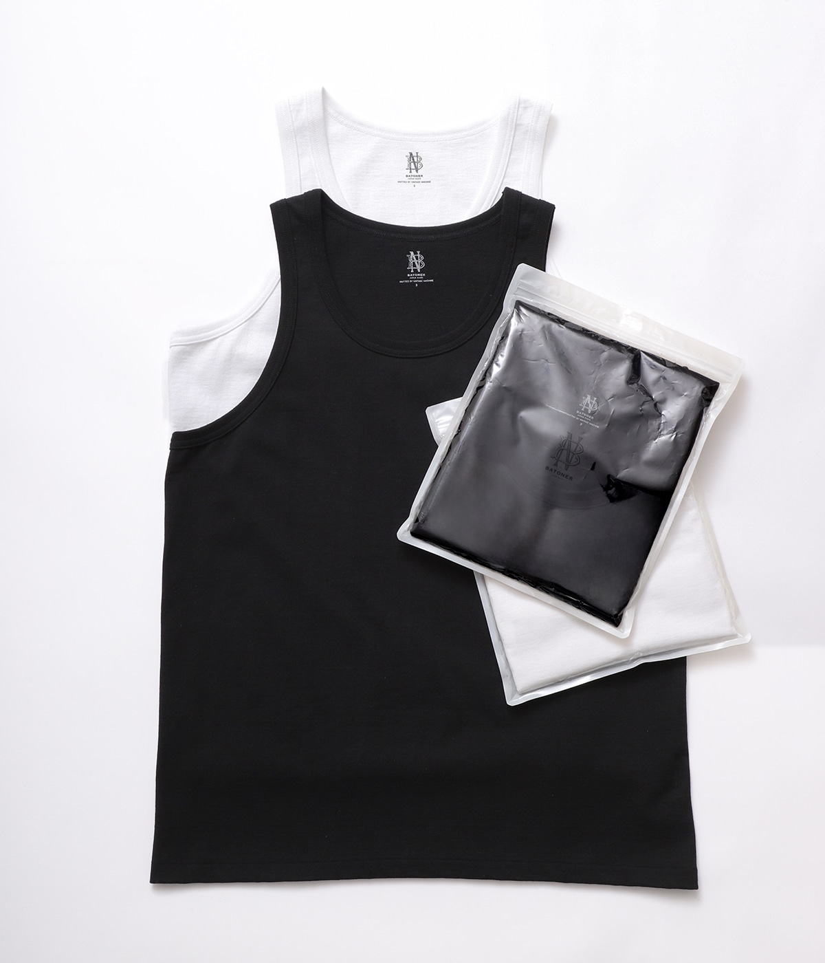 BATONER【アークネッツ】MERIYASU PACK TANK 黒白セット3 別注 MERIYASU TANKTOP | BATONER(バトナー) / トップス