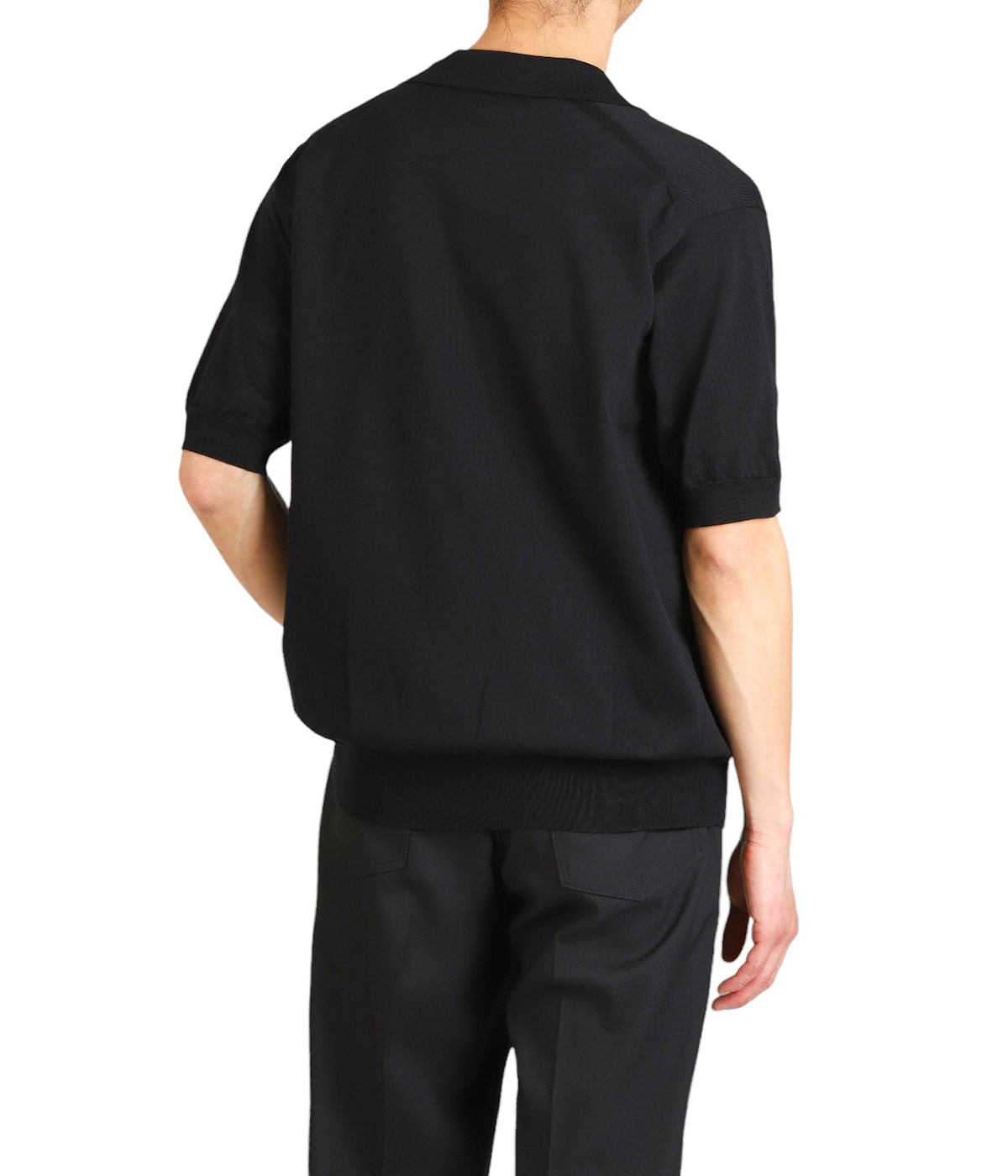 【美品】BATONER/バトナー スキッパーポロ サイズ3 ブラック 美品】BATONER/バトナー スキッパーポロ サイズ3 ブラック