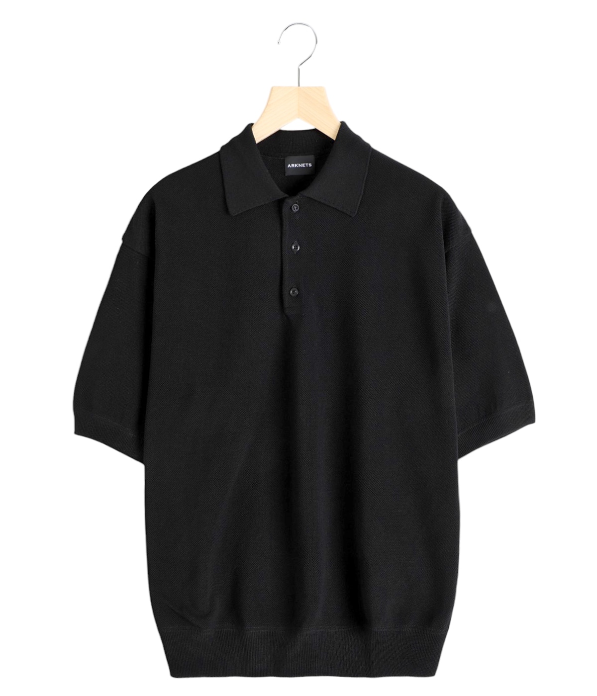 【crepuscule】Light Moss Stitch Polo crepuscule”Light Moss Stitch Polo Black” | Lapel online store