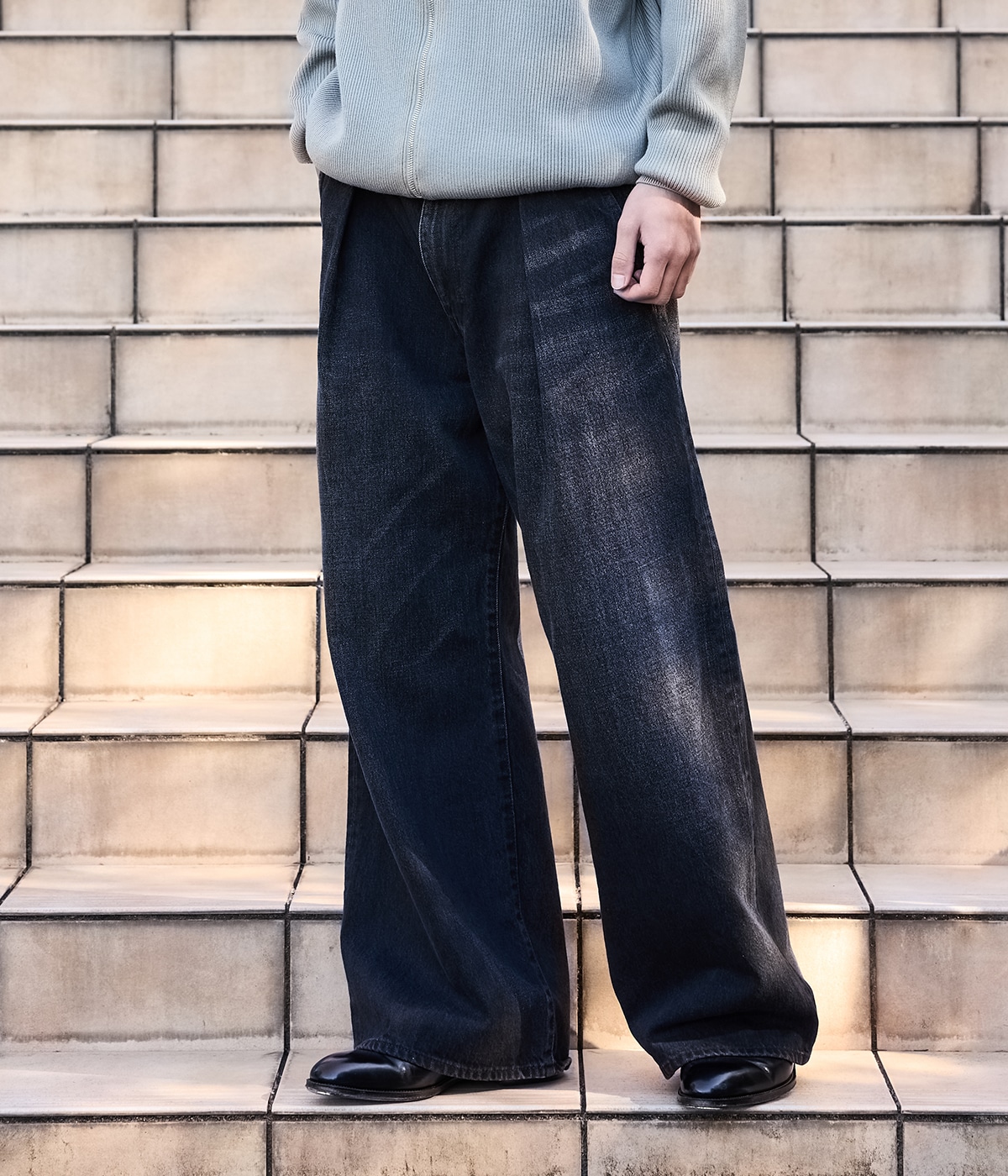 【予約】別注 Selvage Denim Two Tuck Wide Pants