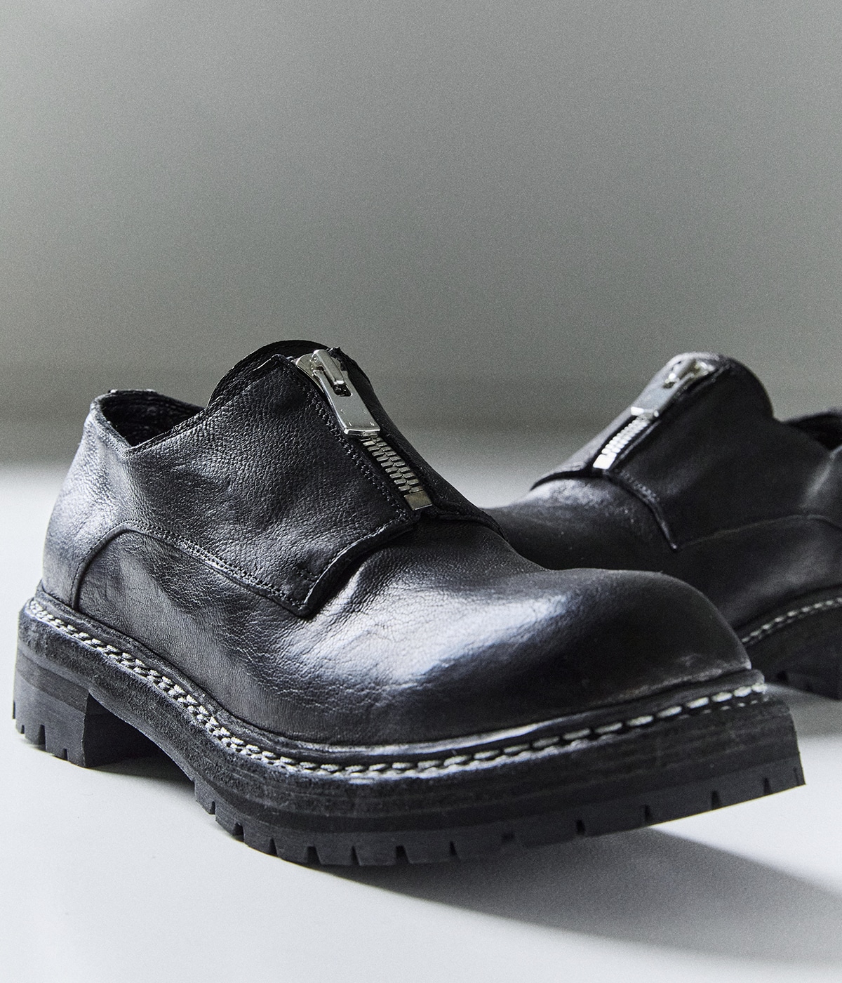 予約】別注 FRONT ZIP DERBY | GUIDI(グイディ) / シューズ レザー