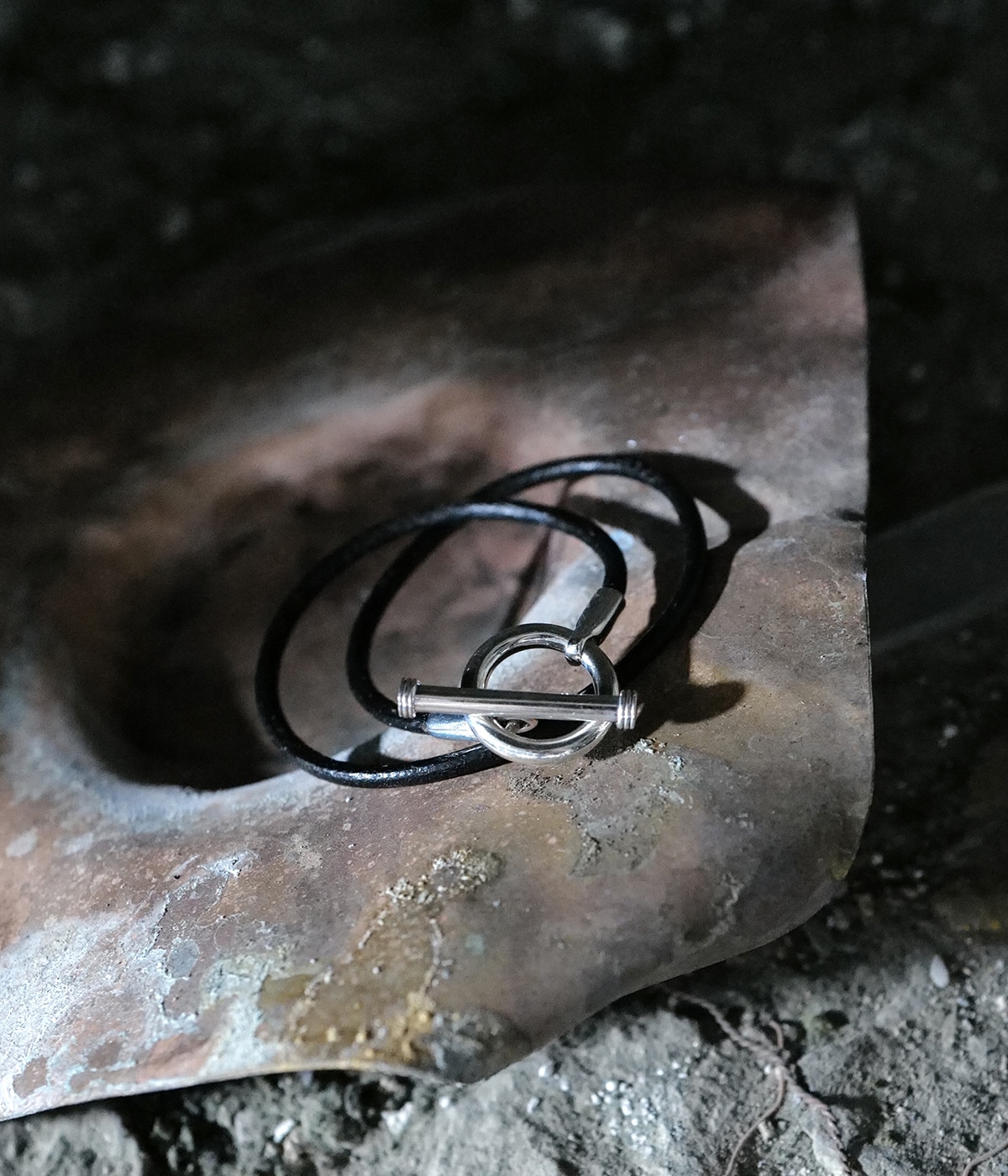 別注 Double Leather Bracelet with Toggle /SV