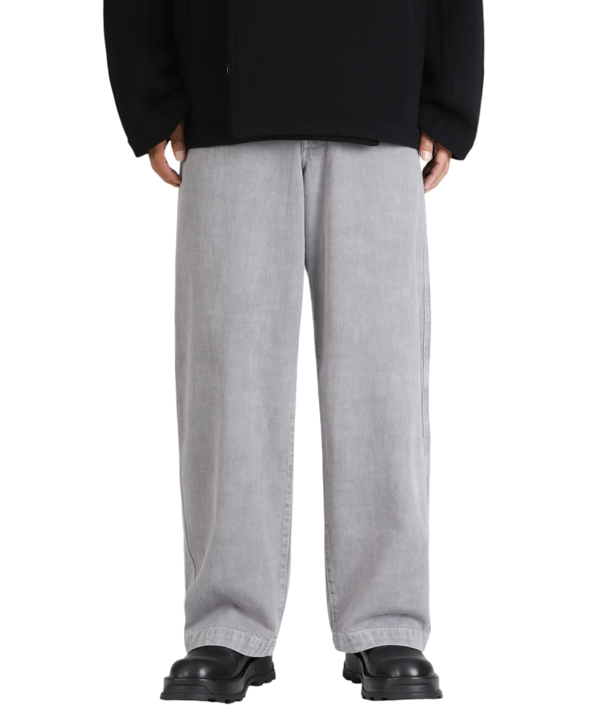 【新品】LEMAIRE/ルメール LARGE PANTS ワイドパンツ ルメール LEMAIRE ワイドパンツ 厚手のウールカシミア グレイ