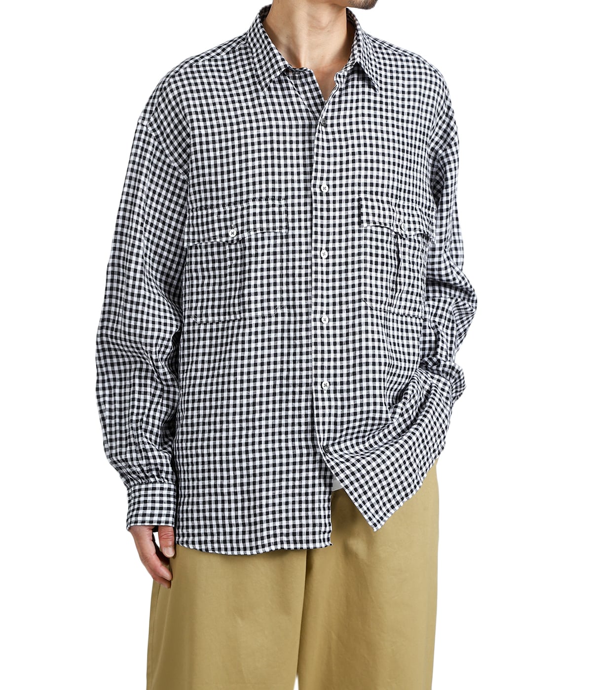 ROLL UP LINEN GINGHAM CHECK SHIRT | PORTER CLASSIC(ポーター