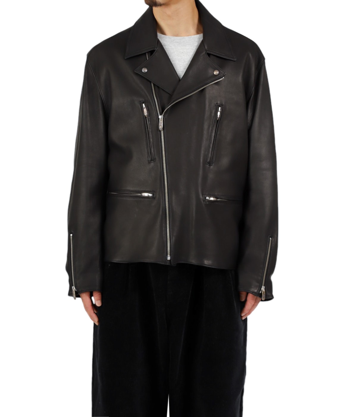 LEATHER RIDERS JACKETⅡ W/LOVE & PEACE SILVER (ENTREFINO