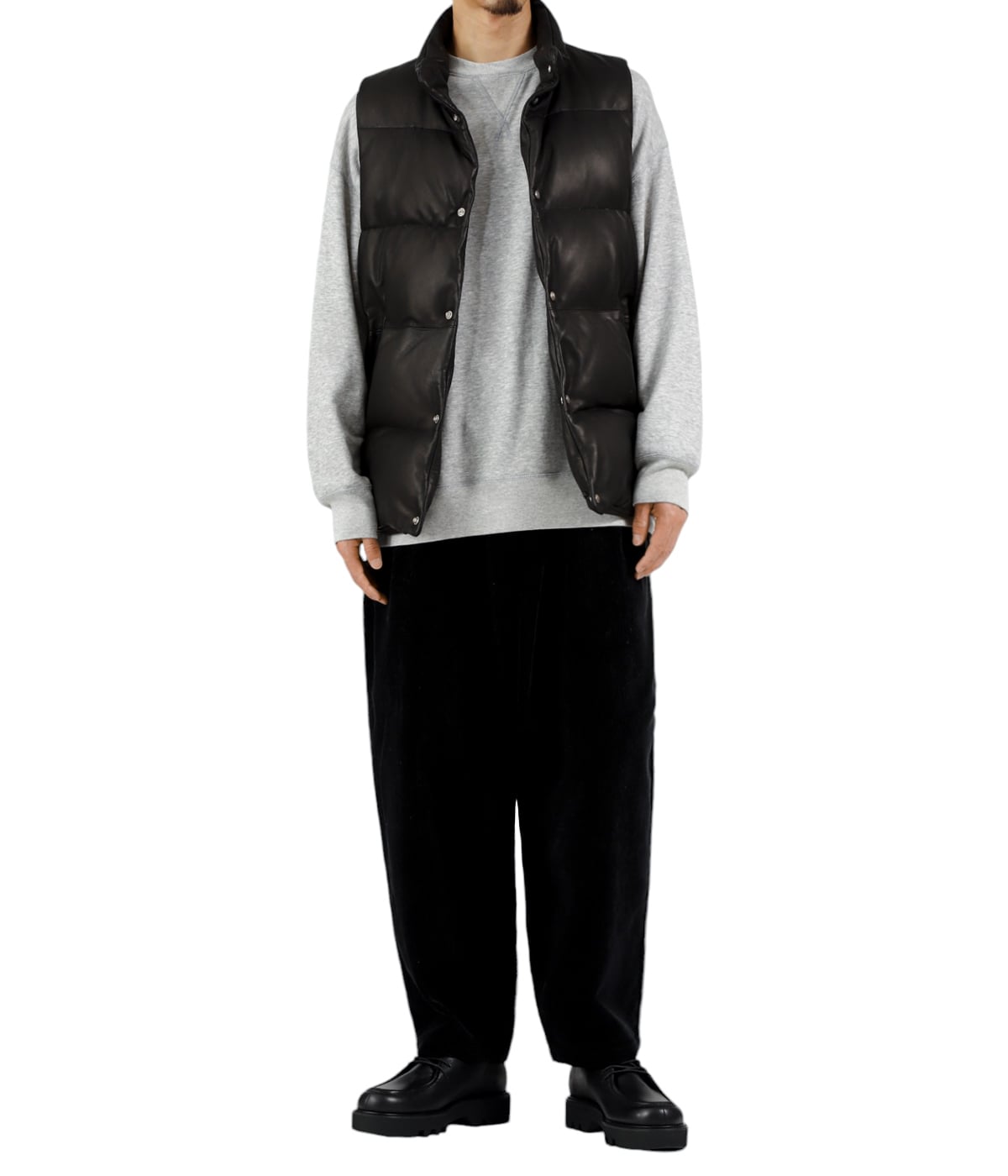 LEATHER DOWN VEST W/LOVE & PEACE SILVER (ENTREFINO) | PORTER