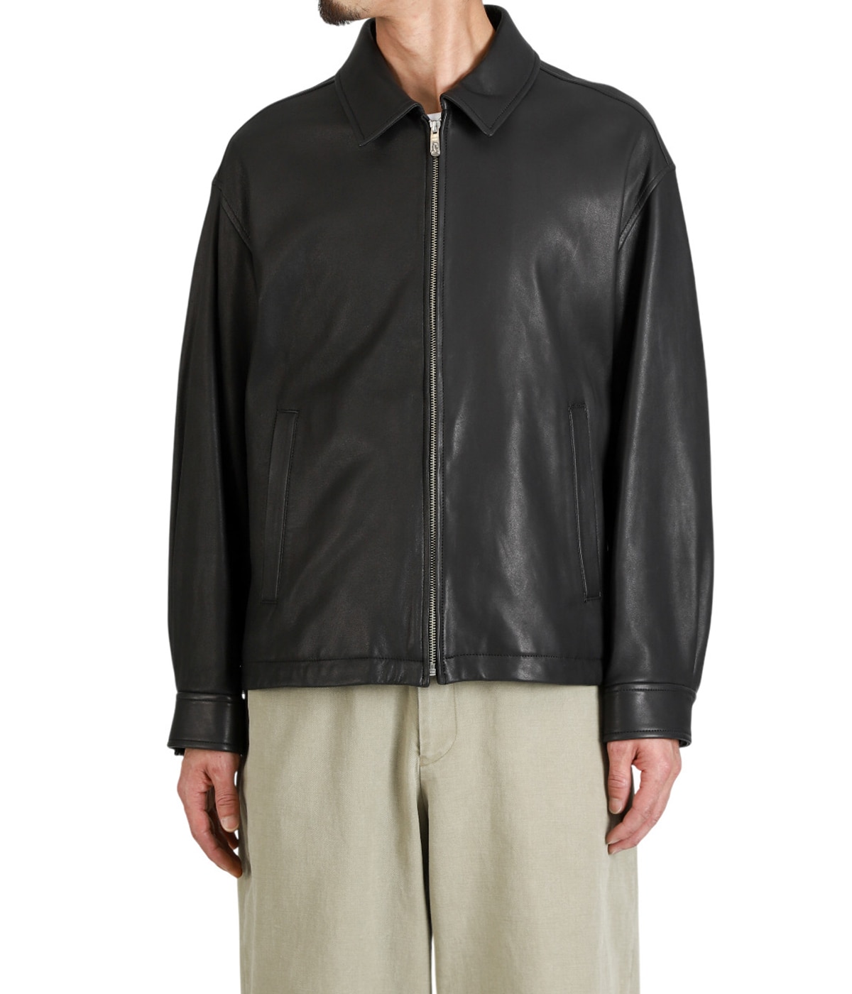 LEATHER ZIP UP JACKET W / LOVE & PEACE SILVER (ENTREFINO) | PORTER